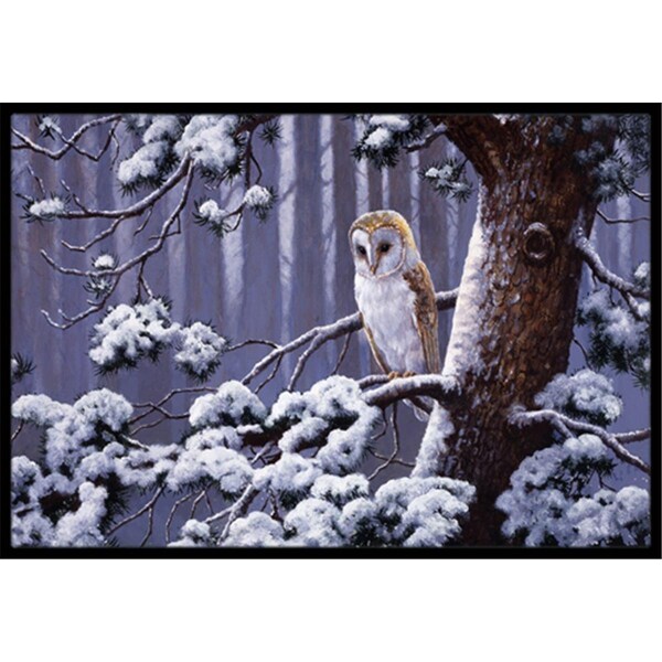 Carolines Treasures Owl on a Tree Branch in the Snow Indoor or Outdoor Mat- 24 x 36 BDBA0303JMAT - main